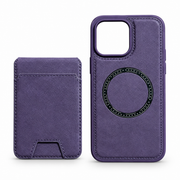 Leather-Style MagSafe Wallet Case for iPhone 16 Pro Max – Purple