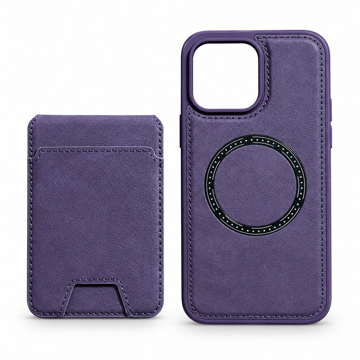 Leather-Style MagSafe Wallet Case for iPhone 16 Pro Max – Purple