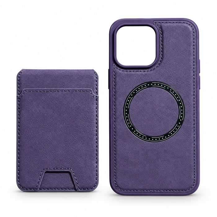 Leather-Style MagSafe Wallet Case for iPhone 16 Pro Max – Purple