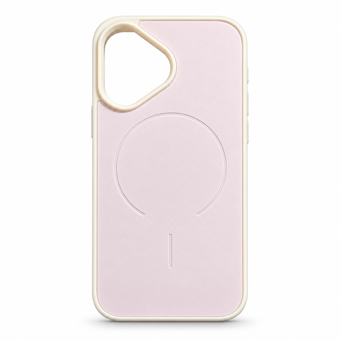 Pink & Cream Protective Case for iPhone 16 – No MagSafe