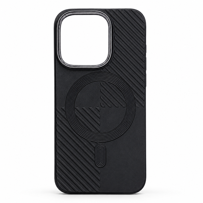 Black Magnetic Style Silicone Case for iPhone 15 Pro