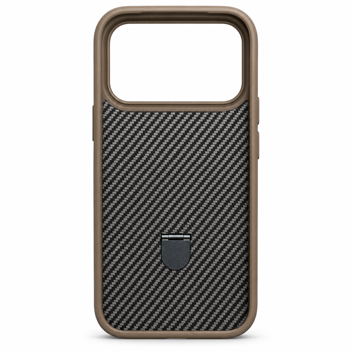 Carbon Fiber Magnetic Ring Stand Case for iPhone 17 Pro – Brown