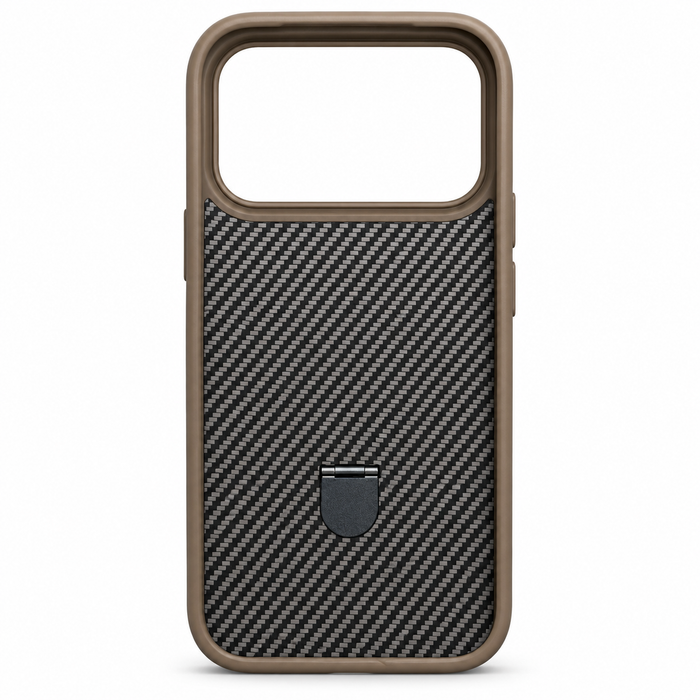 Carbon Fiber Magnetic Ring Stand Case for iPhone 17 Pro – Brown