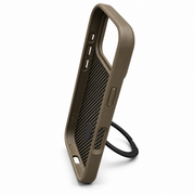 Carbon Fiber Magnetic Ring Stand Case for iPhone 17 Pro – Brown